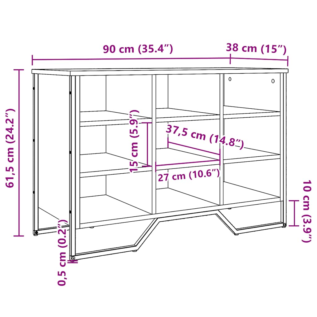Skohylle sonoma eik 90x38x61,5 cm konstruert tre