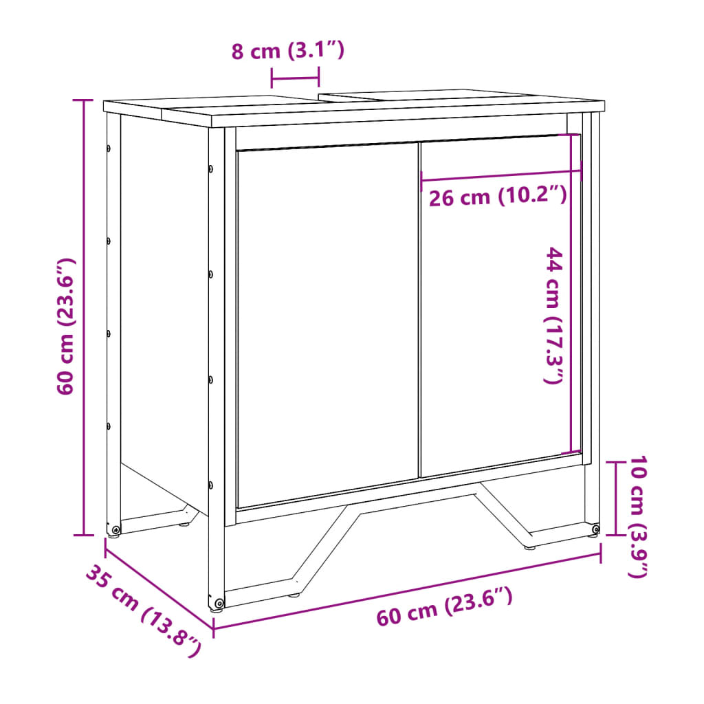 Servantskap sonoma eik 60x35x60 cm konstruert tre