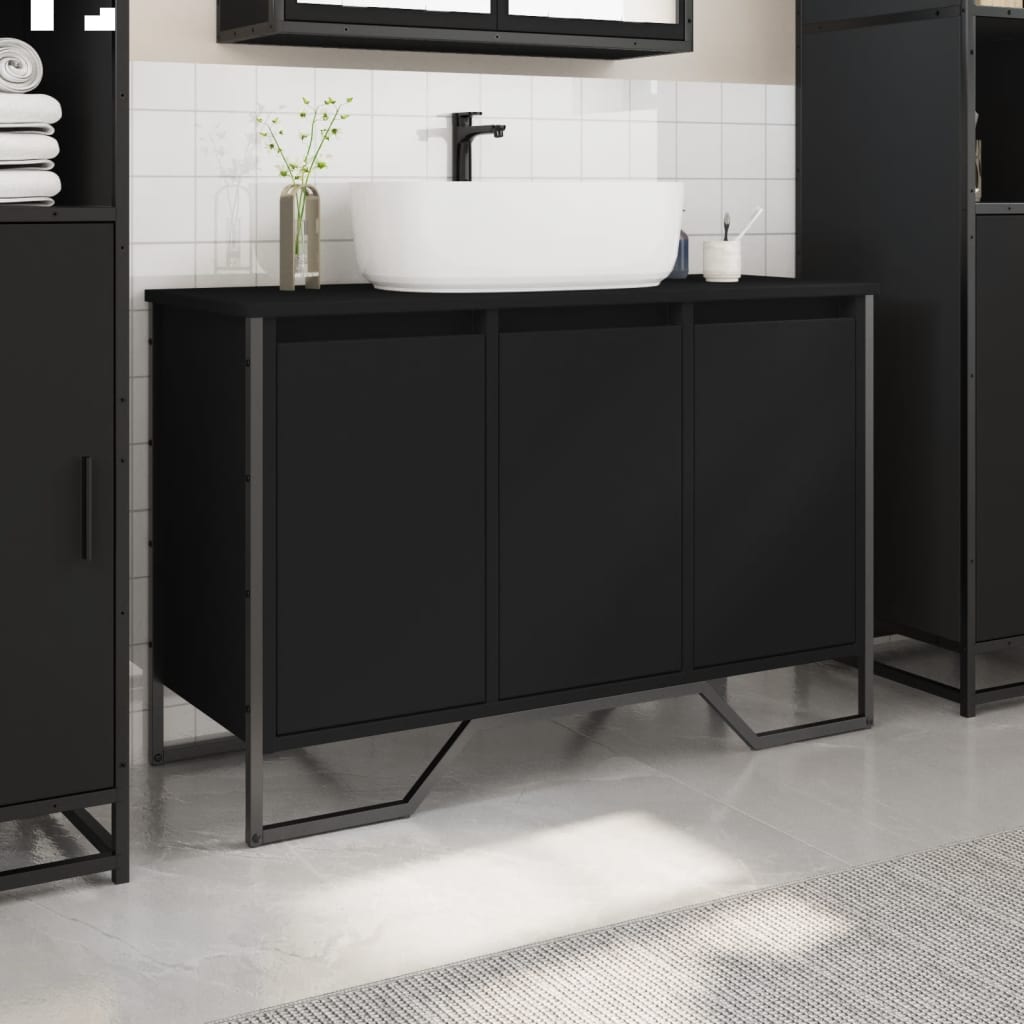 Servantskap svart 91x35x60 cm konstruert tre