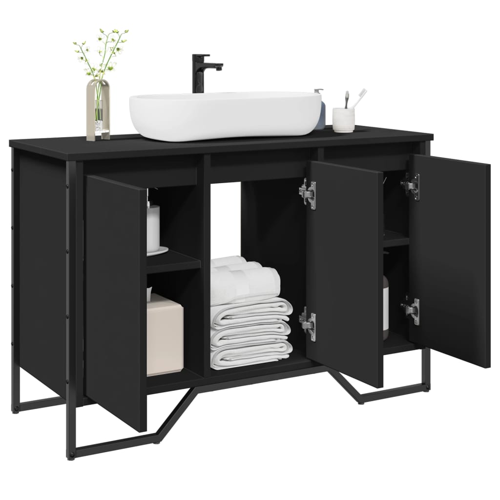 Servantskap svart 91x35x60 cm konstruert tre