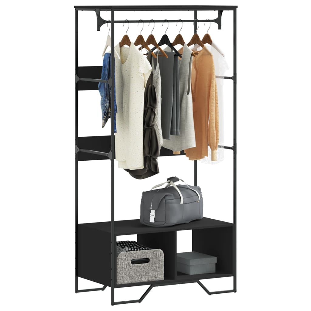 Garderobe svart 90x50x180 cm konstruert tre