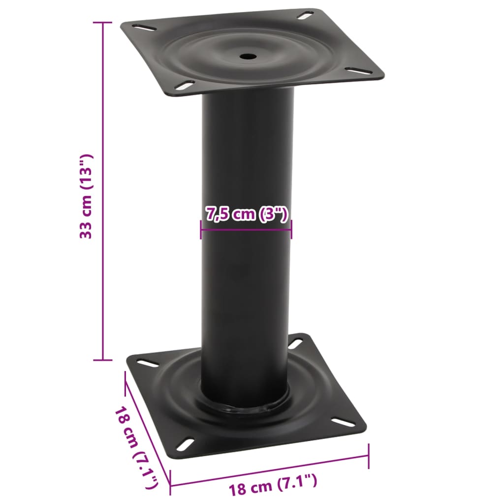 Sokkel for båtsete svart 33 cm stål