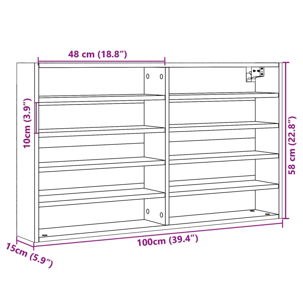 Vitrineskap svart 100x15x58 cm konstruert tre