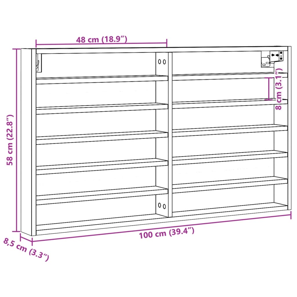 Hyller brun eik 100x8,5x58 cm konstruert tre