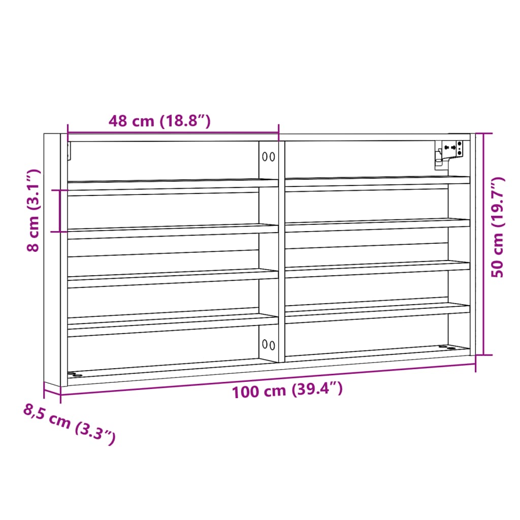 Hyller sonoma eik 100x8,5x50 cm konstruert tre