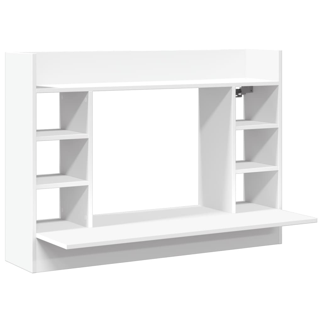 Veggmontert skrivebord hvit 105x48x75 cm konstruert tre