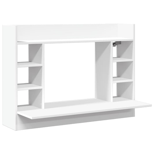 Veggmontert skrivebord hvit 105x48x75 cm konstruert tre