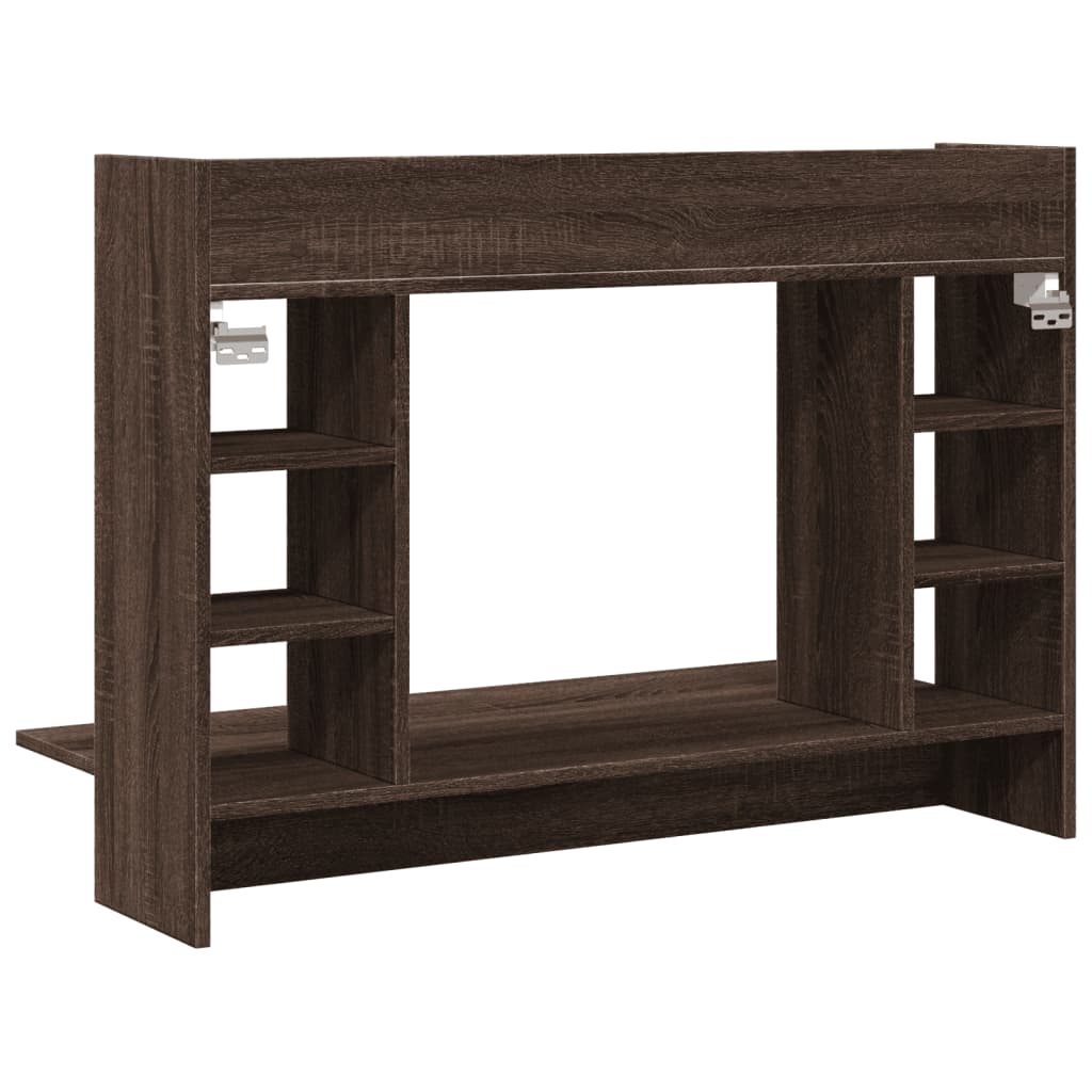 Veggmontert skrivebord brun eik 105x48x75 cm konstruert tre