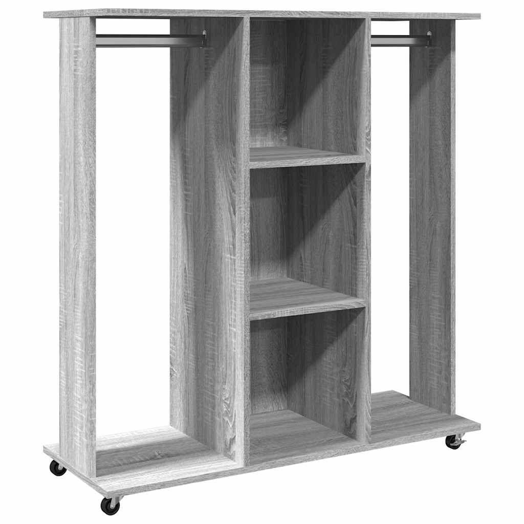 Garderobe med hjul grå sonoma 102x38x110 cm konstruert tre