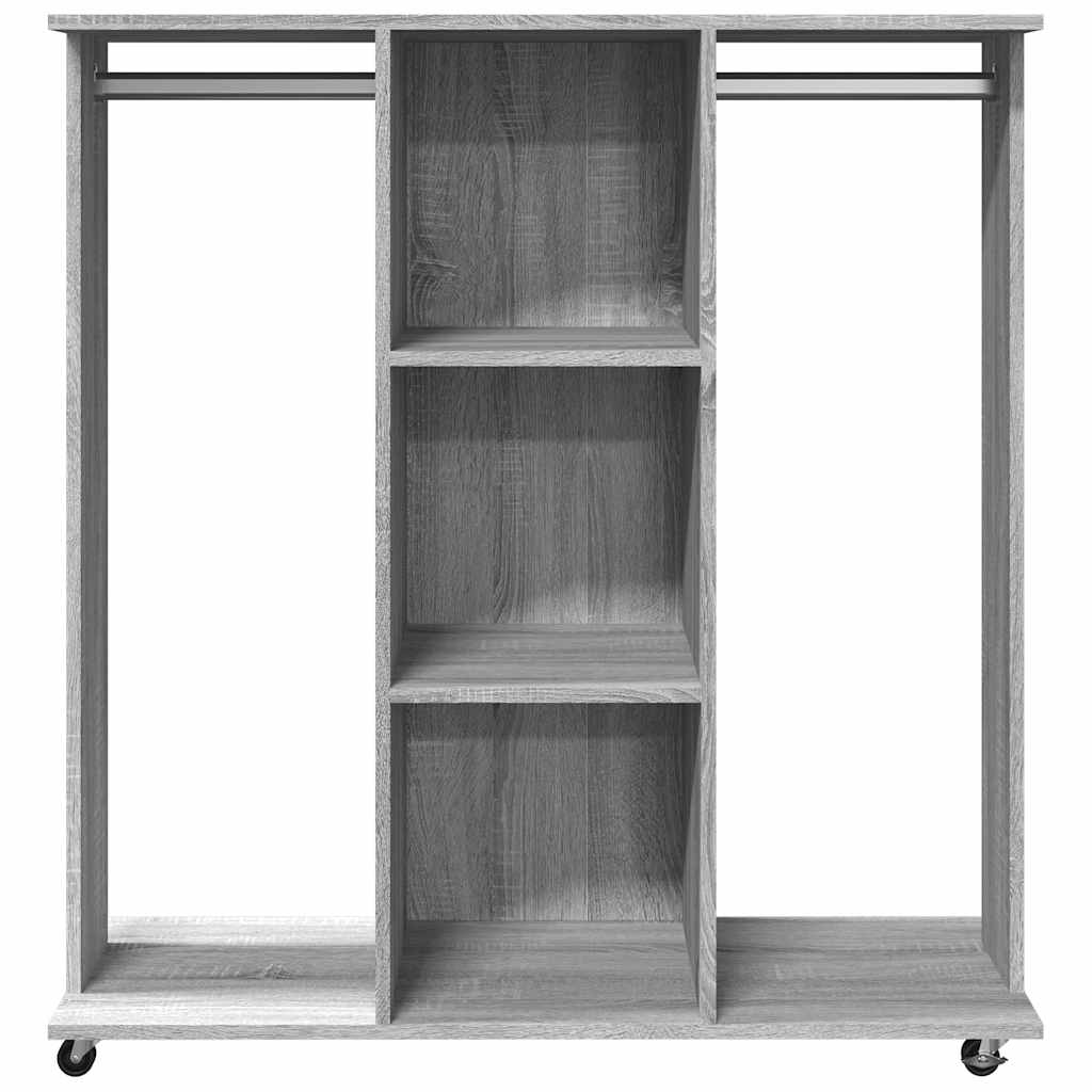 Garderobe med hjul grå sonoma 102x38x110 cm konstruert tre