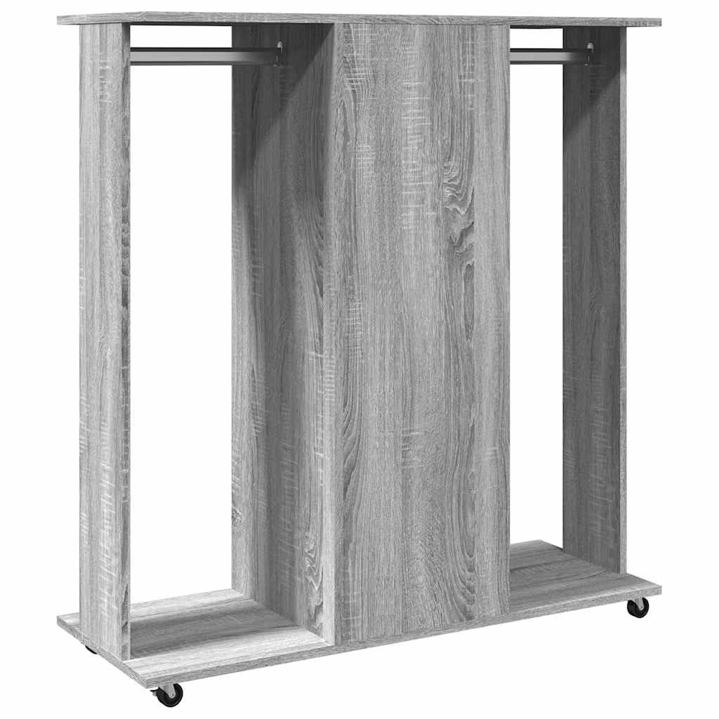 Garderobe med hjul grå sonoma 102x38x110 cm konstruert tre