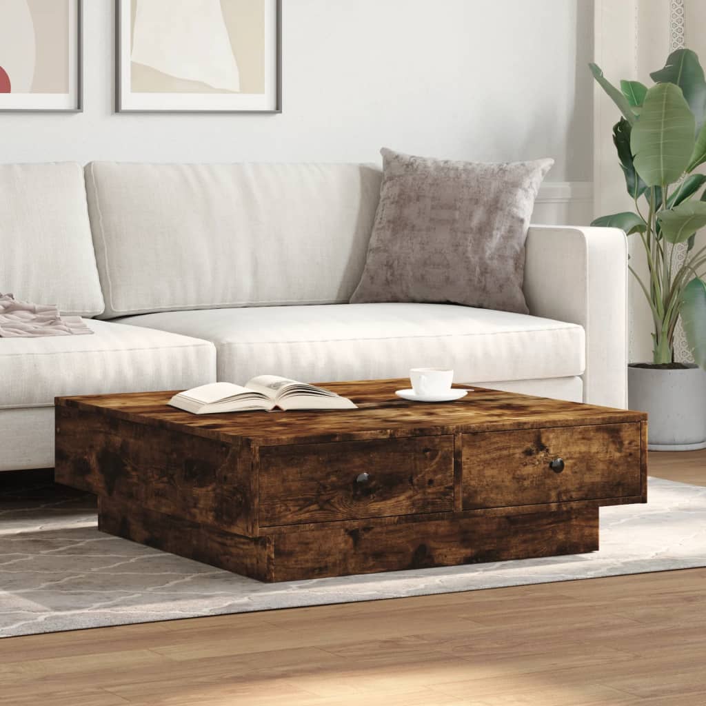 Salongbord røkt eik 90x90x28 cm konstruert tre