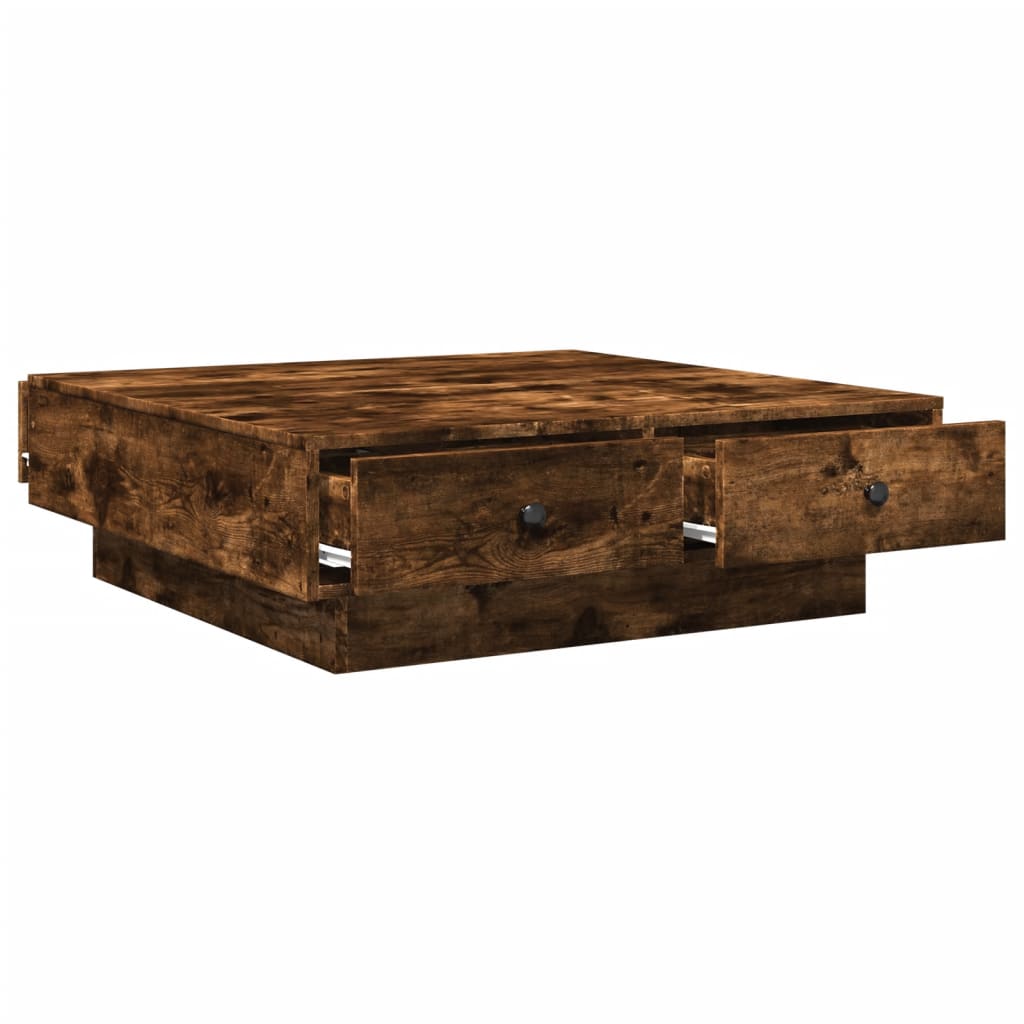 Salongbord røkt eik 90x90x28 cm konstruert tre