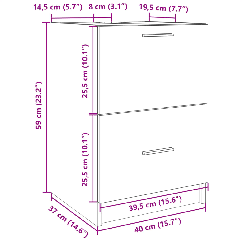 Servantskap hvit 40x37x59 cm konstruert tre