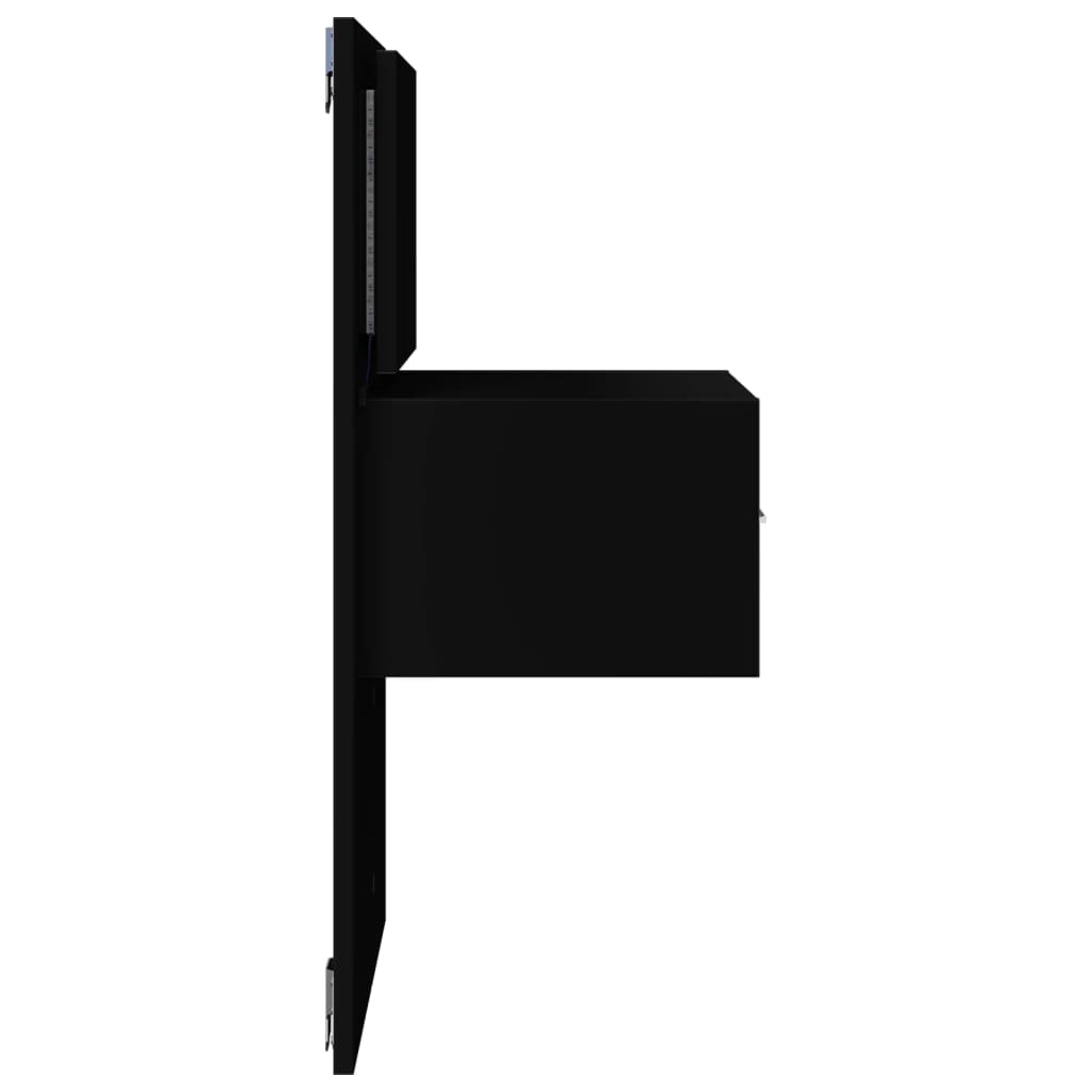 Vegghengt nattbord med LED-lys svart