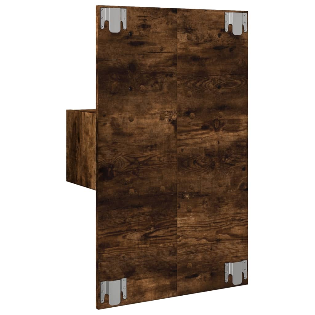 Vegghengt nattbord med LED-lys røkt eik