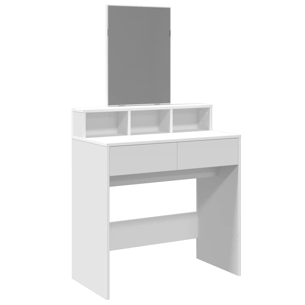 Sminkebord med speil hvit 80x41x144,5 cm