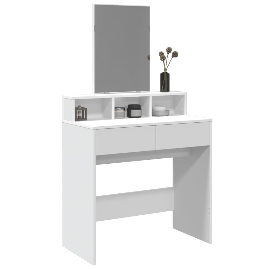 Sminkebord med speil hvit 80x41x144,5 cm