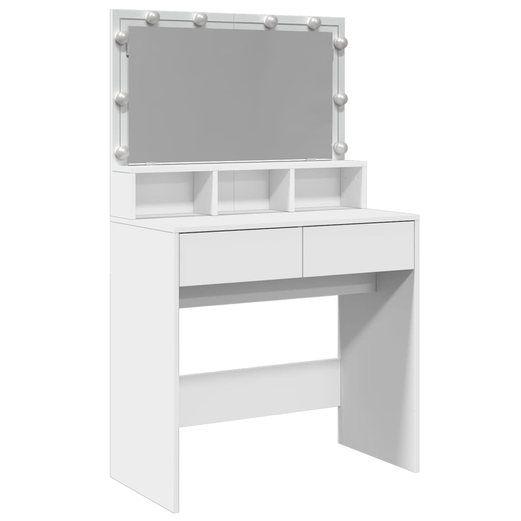 Sminkebord med LED hvit 80x41x134,5 cm