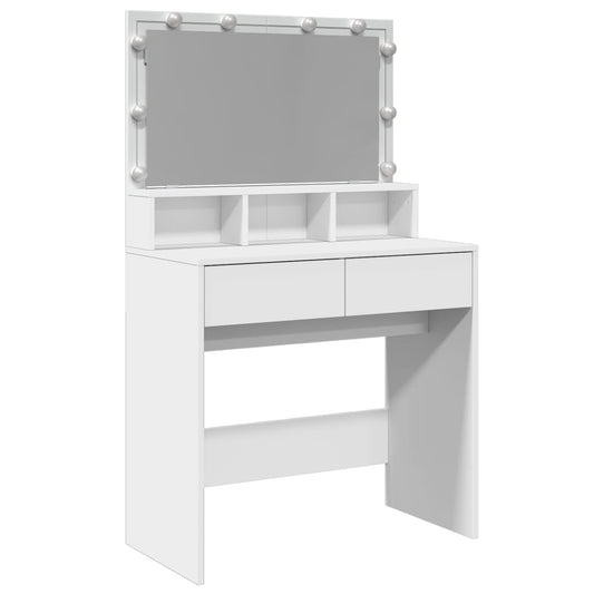 Sminkebord med LED hvit 80x41x134,5 cm