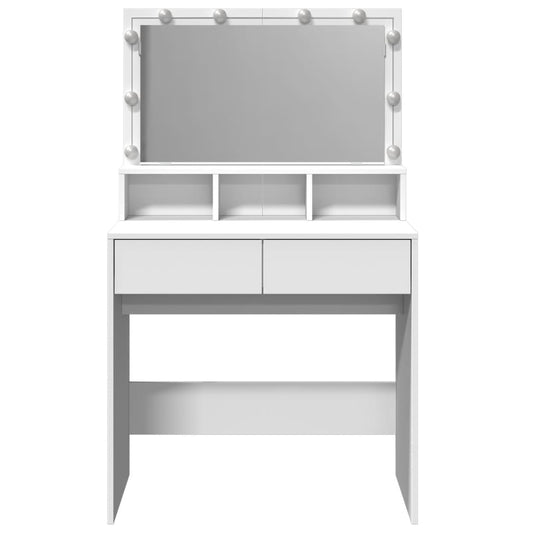 Sminkebord med LED hvit 80x41x134,5 cm