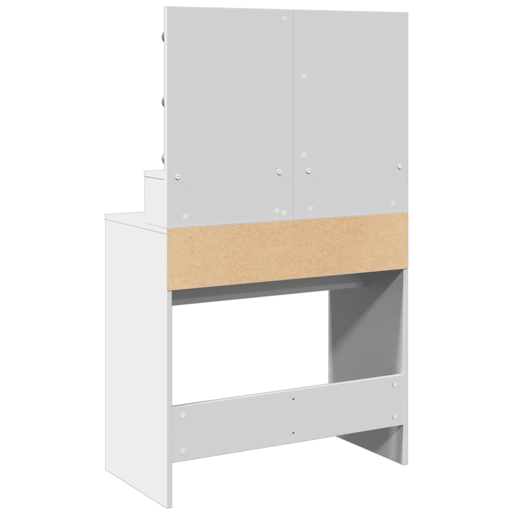 Sminkebord med LED hvit 80x41x134,5 cm