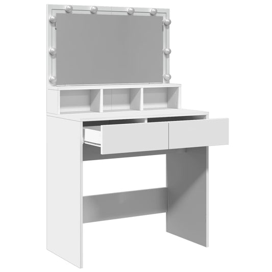 Sminkebord med LED hvit 80x41x134,5 cm