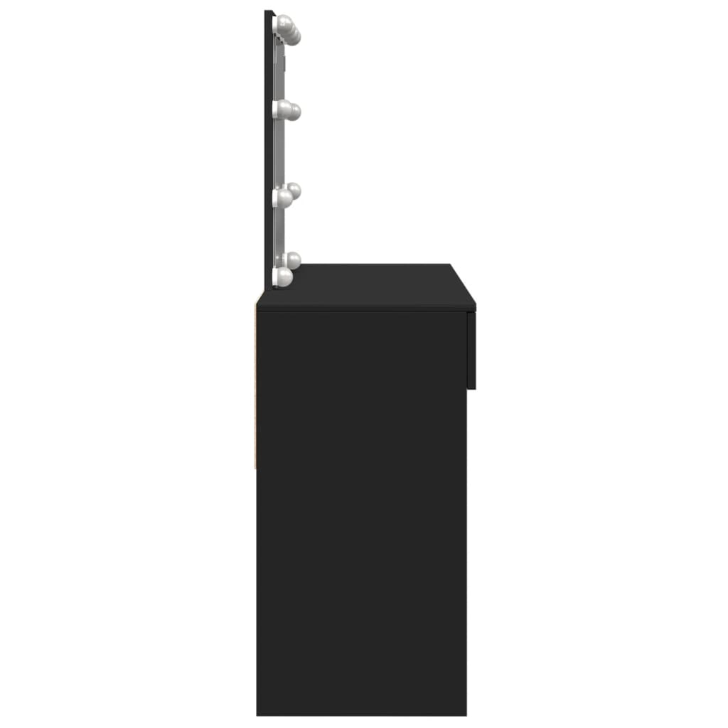 Sminkebord med LED svart 100x40x130 cm