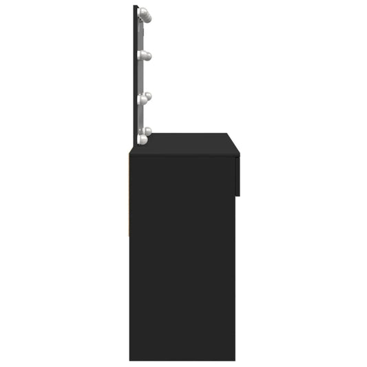 Sminkebord med LED svart 100x40x130 cm
