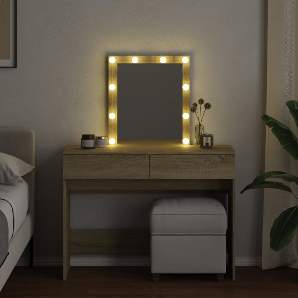 Sminkebord med LED sonoma eik 100x40x130 cm