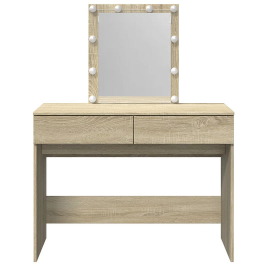 Sminkebord med LED sonoma eik 100x40x130 cm
