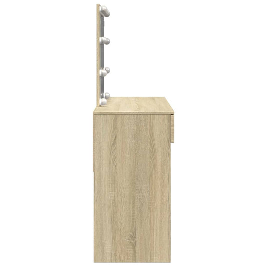 Sminkebord med LED sonoma eik 100x40x130 cm