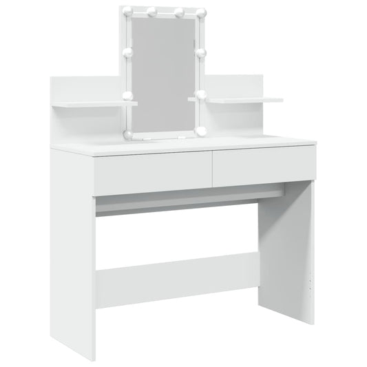 Sminkebord med LED hvit 100x40x130 cm