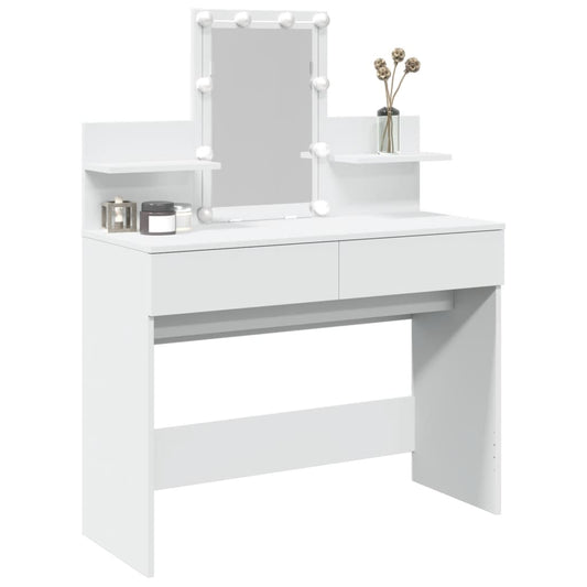 Sminkebord med LED hvit 100x40x130 cm