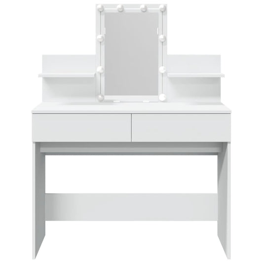 Sminkebord med LED hvit 100x40x130 cm