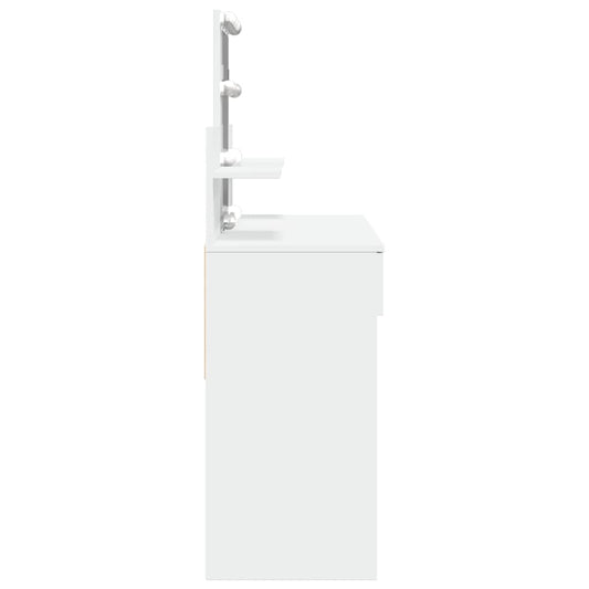 Sminkebord med LED hvit 100x40x130 cm