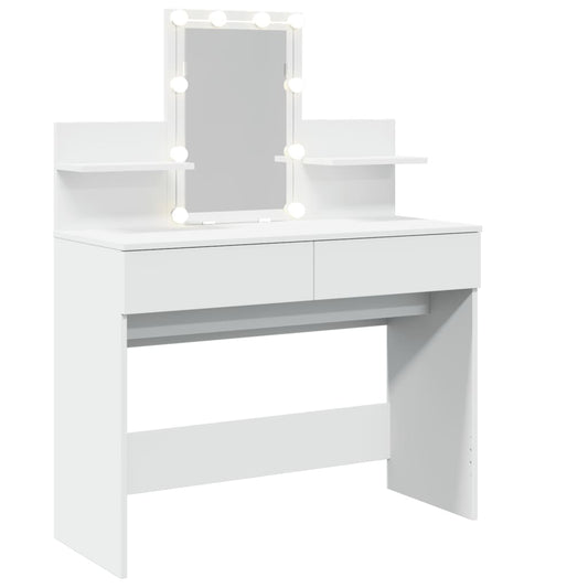 Sminkebord med LED hvit 100x40x130 cm