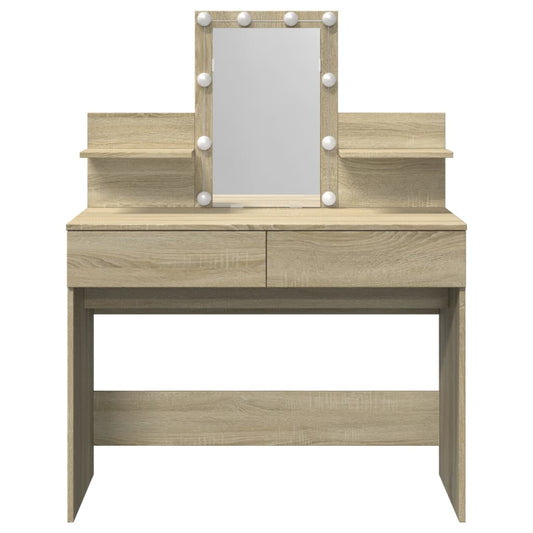 Sminkebord med LED sonoma eik 100x40x130 cm
