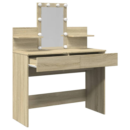 Sminkebord med LED sonoma eik 100x40x130 cm