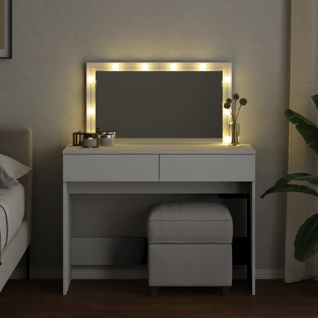 Sminkebord med LED hvit 100x40x120 cm vidaXL