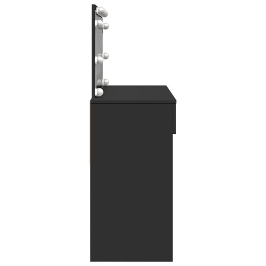 Sminkebord med LED svart 100x40x120 cm