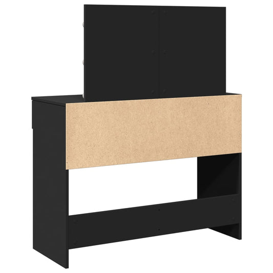 Sminkebord med LED svart 100x40x120 cm