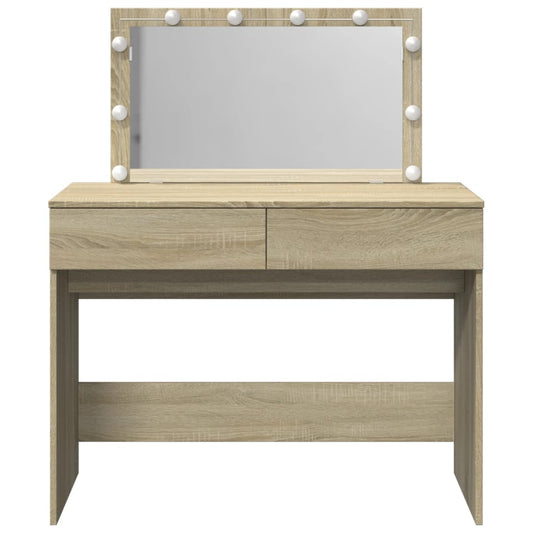 Sminkebord med LED sonoma eik 100x40x120 cm