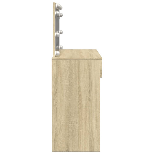 Sminkebord med LED sonoma eik 100x40x120 cm