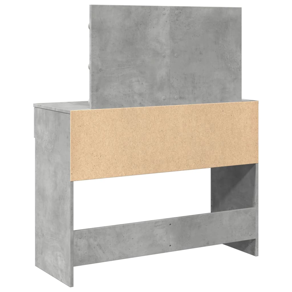 Sminkebord med LED betonggrå 100x40x120 cm