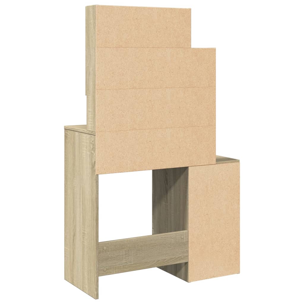 Sminkebord med skap sonoma eik 80x35x132 cm