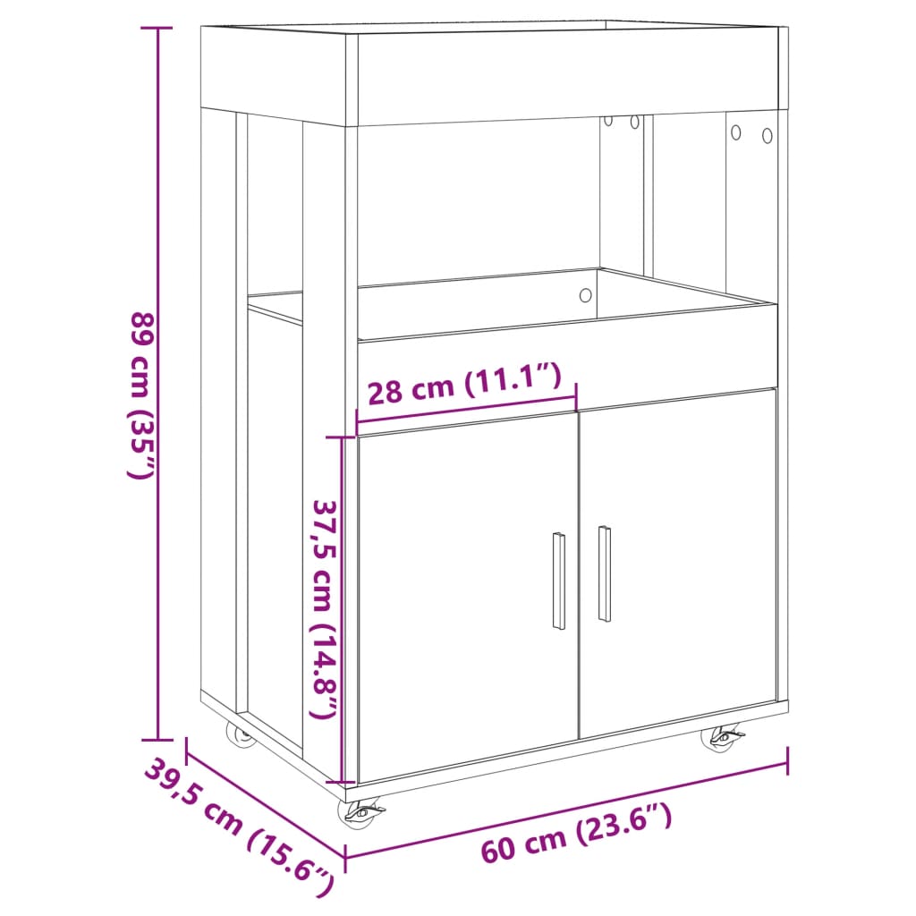 Bartralle betonggrå 60x39,5x89 cm konstruert tre