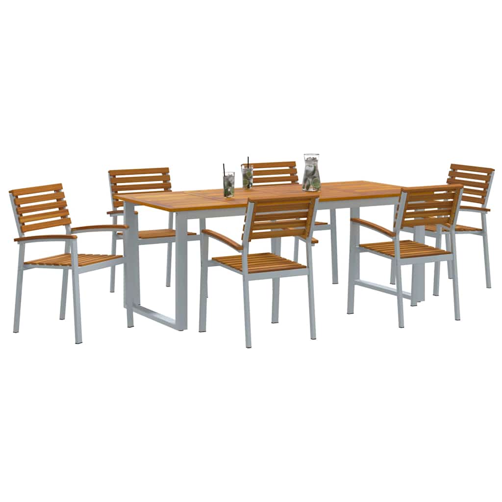 Hage Spisegruppe 7 stk. Grå Solid akasietre