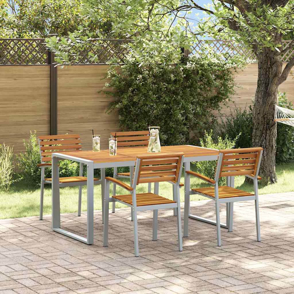 Hage Spisegruppe 5 pcs Grå Solid akasietre