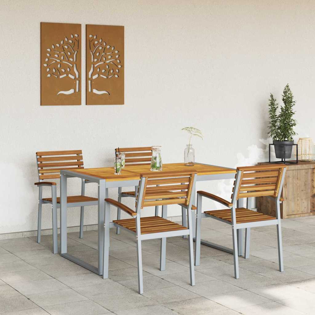 Hage Spisegruppe 5 pcs Grå og brun heltre akasie
